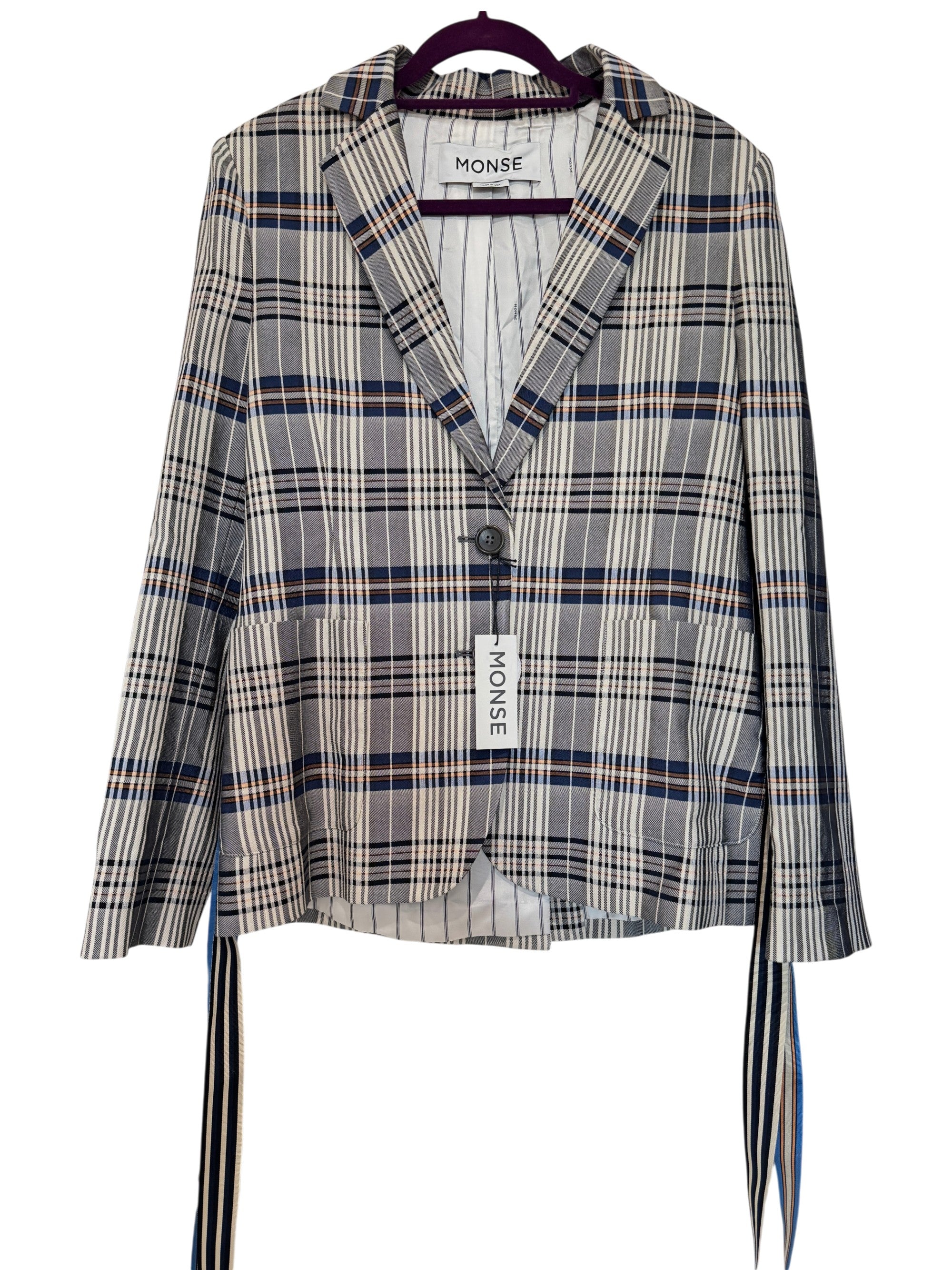 MONSE Tailored Plaid Oversize Fit Blazer Size 8 UK