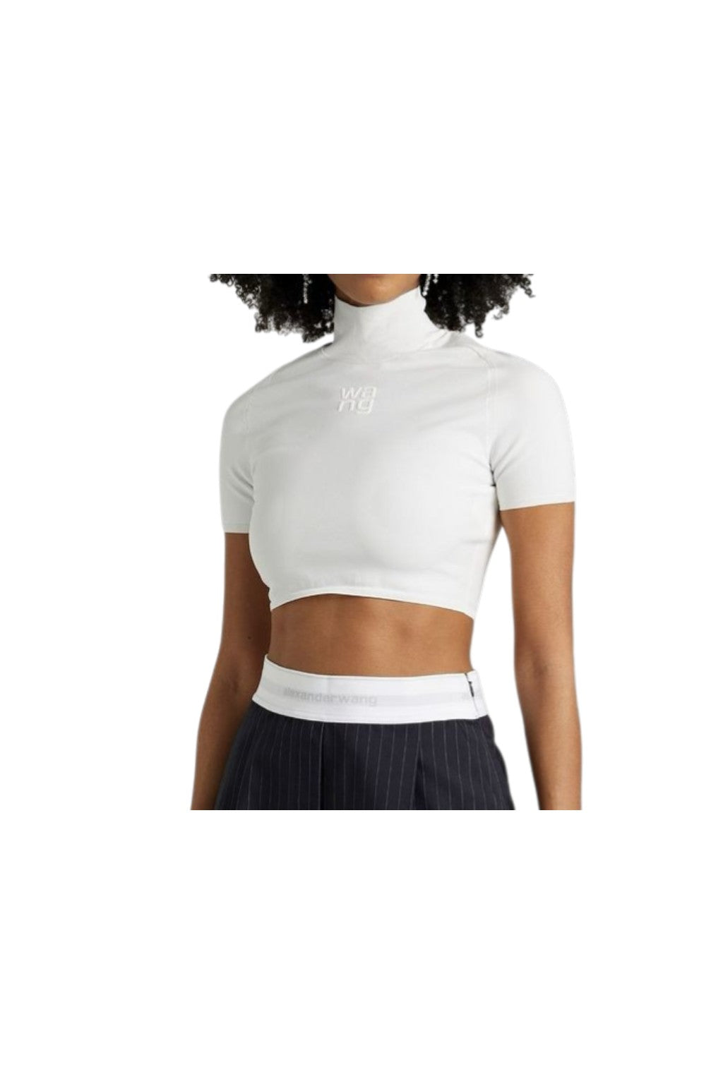 AlexanderWang.T Cropped Stretch Knit Turtle Neck Top Size M