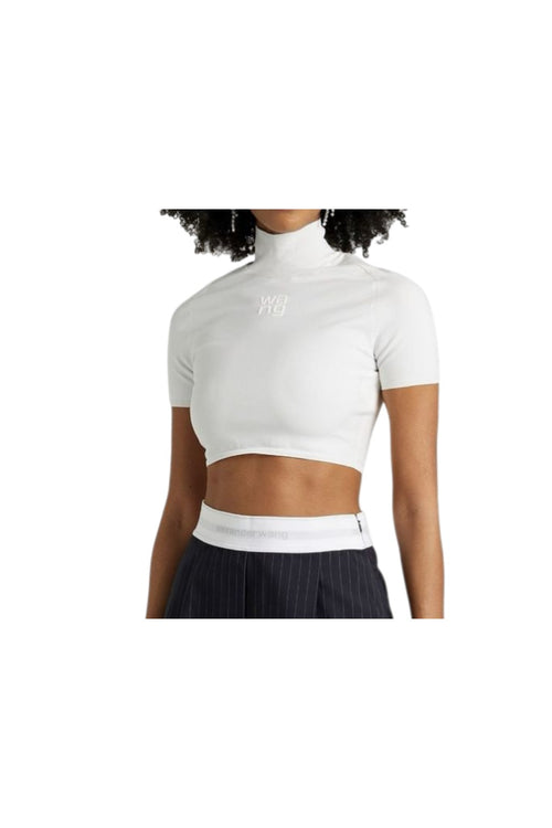 AlexanderWang.T Cropped Stretch Knit Turtle Neck Top Size M