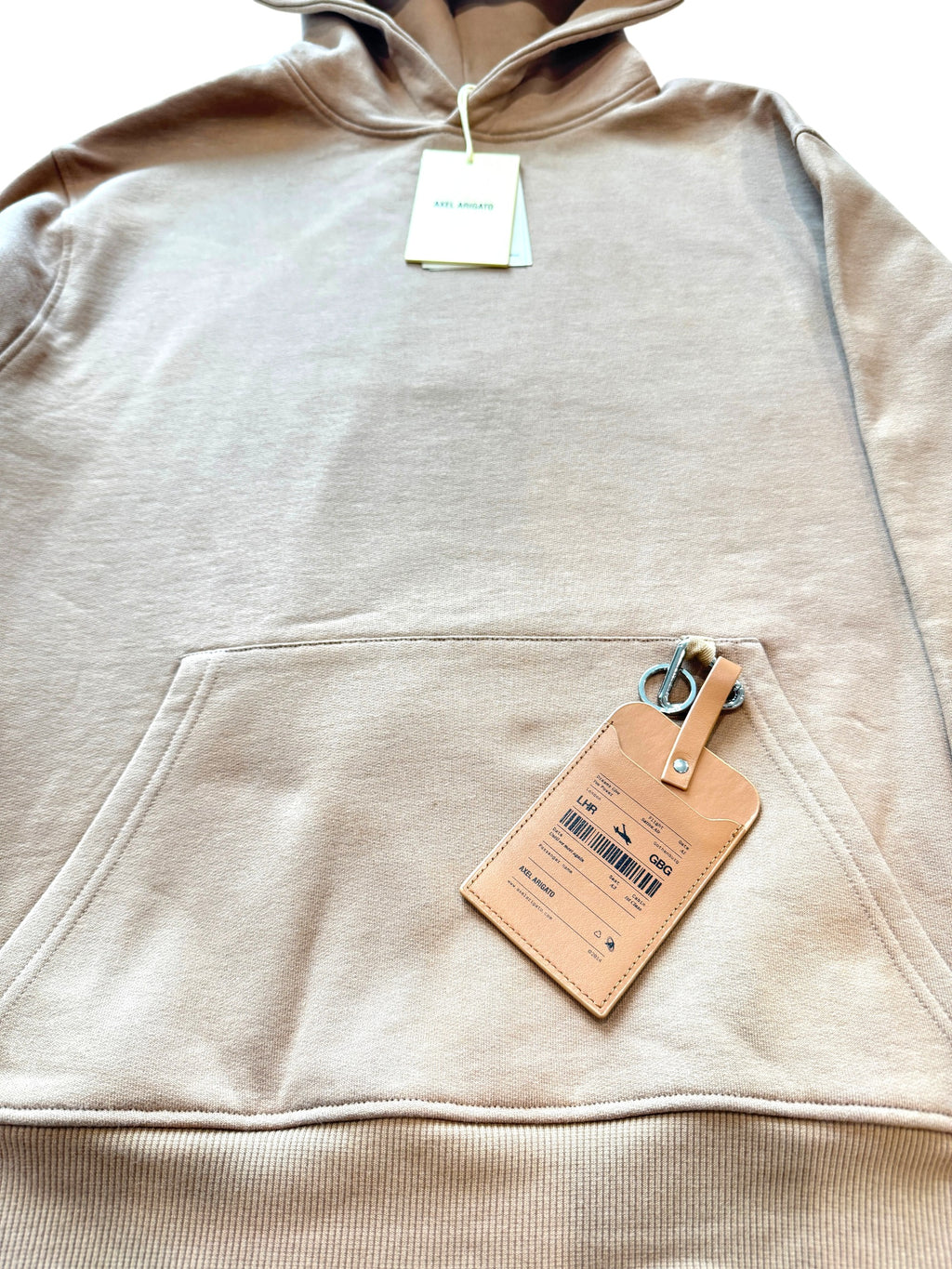 Axel Arigato Cotton Jersey Tag Hoodie Camel Beige Size S