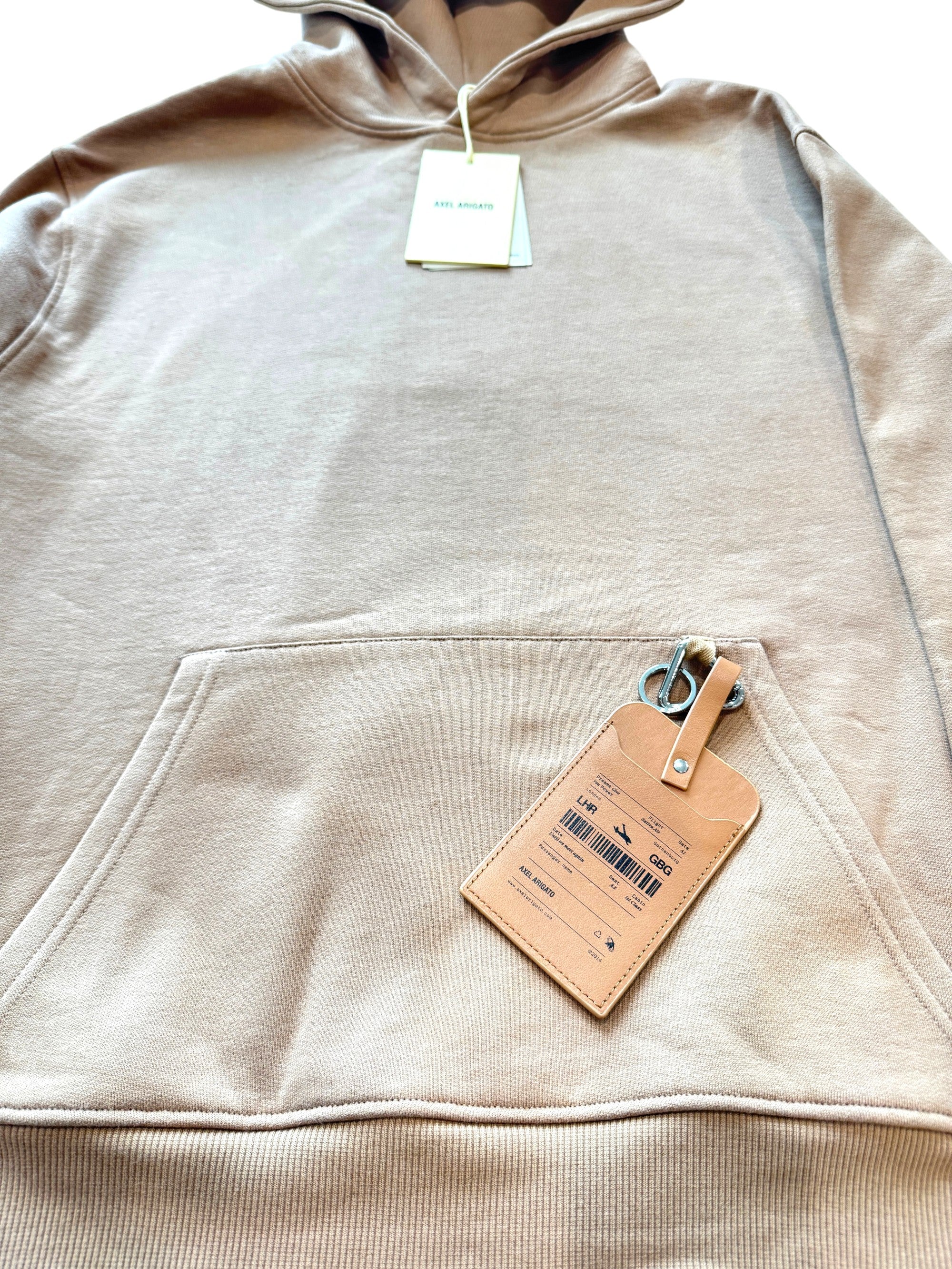 Axel Arigato Cotton Jersey Tag Hoodie Camel Beige Size S