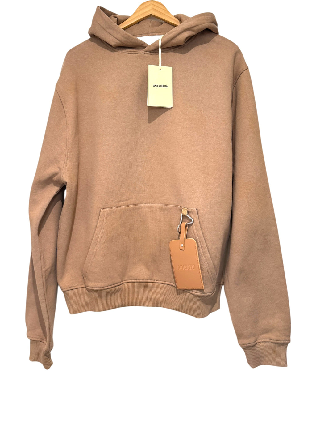 Axel Arigato Cotton Jersey Tag Hoodie Camel Beige Size S
