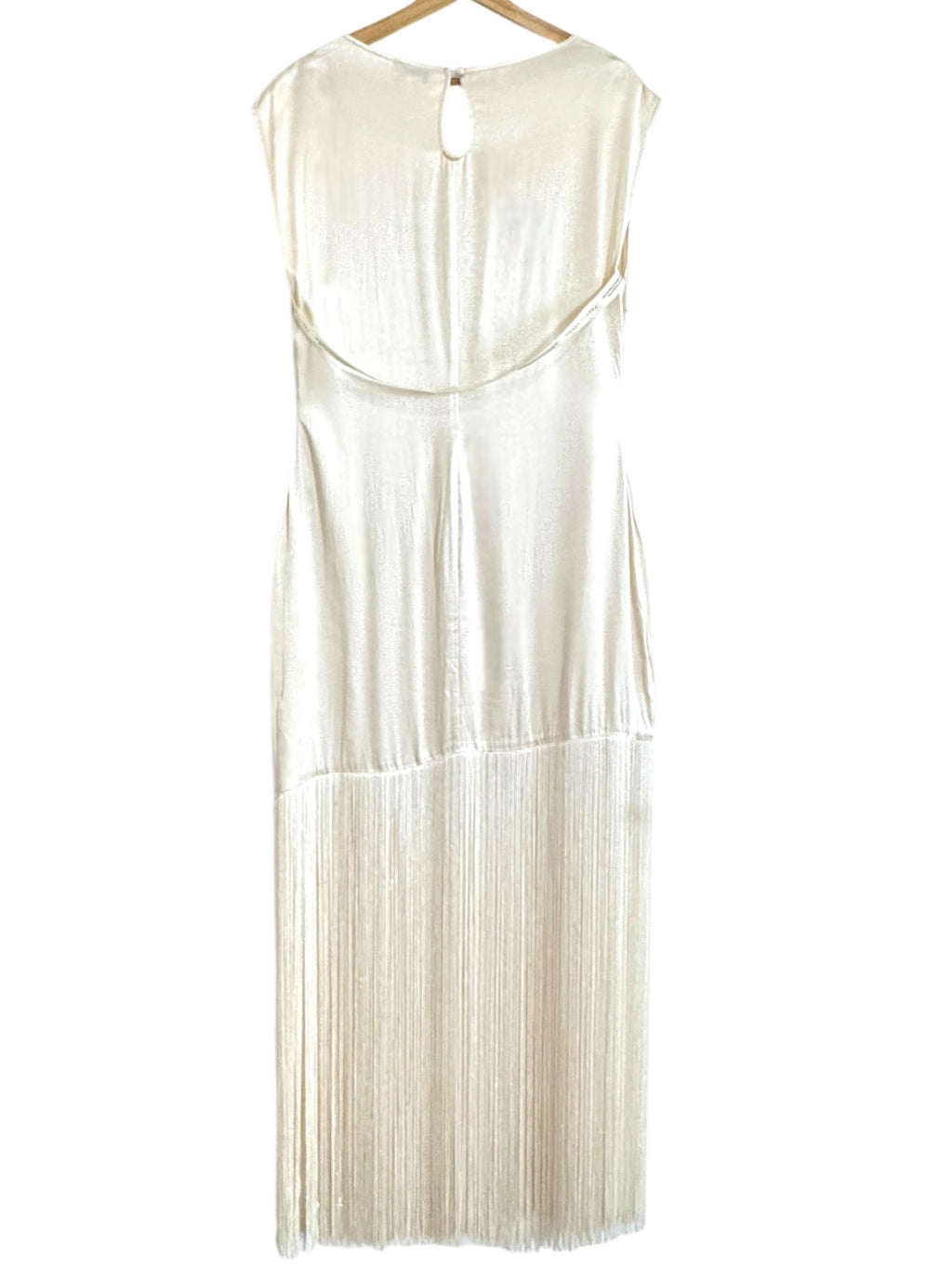 Pretty Lavish Sorelle Fringed Cream Midaxi Dress Size 12 UK