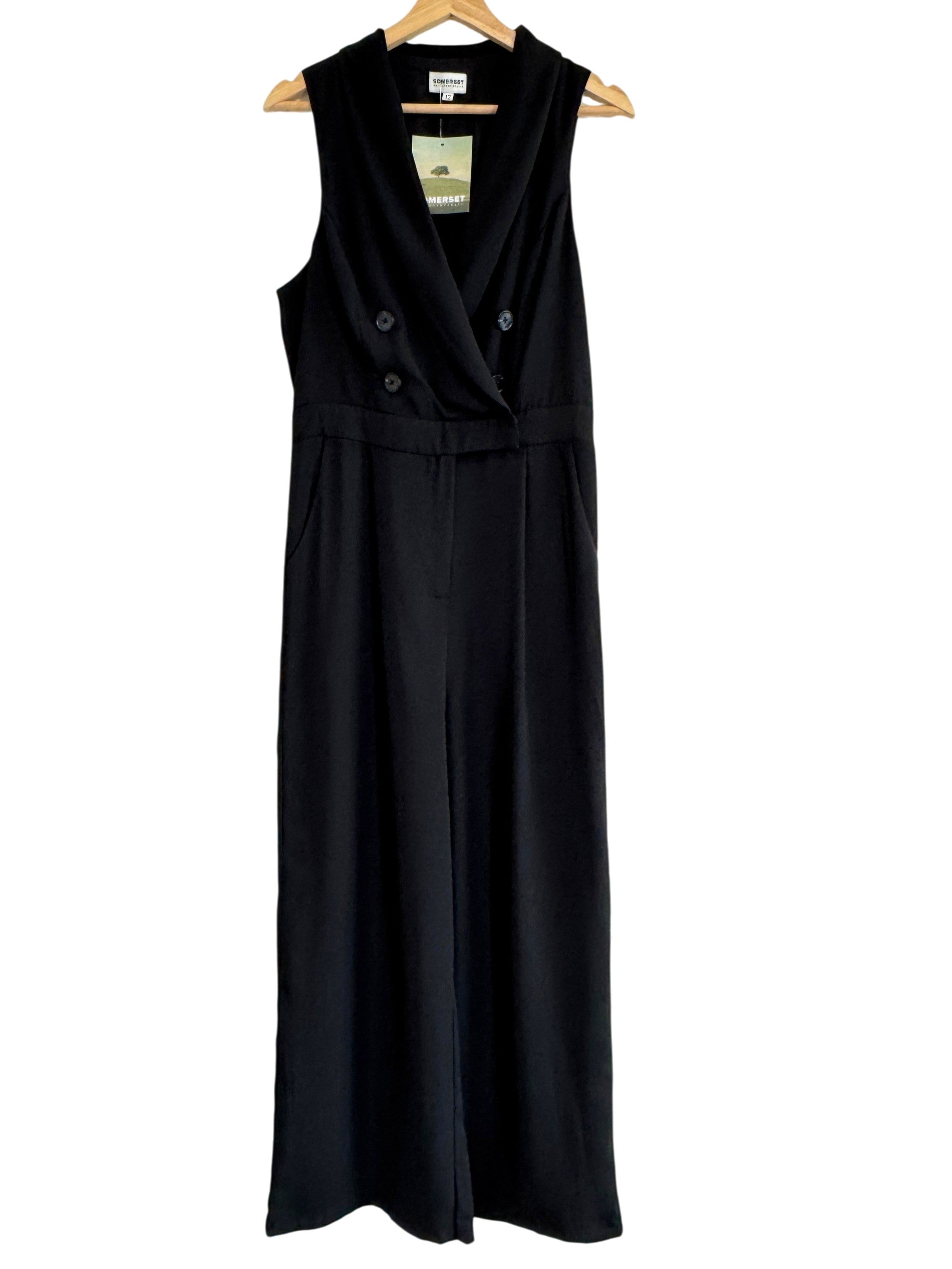 Somerset by Alice Temperley Black Tuxedo Style Jumpsuit Size 12 UK