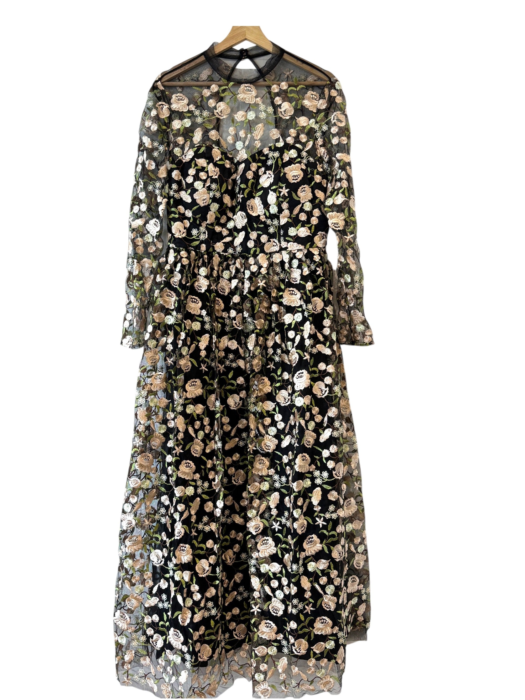 Floral Embroidered Maxi Dress Size 12 UK