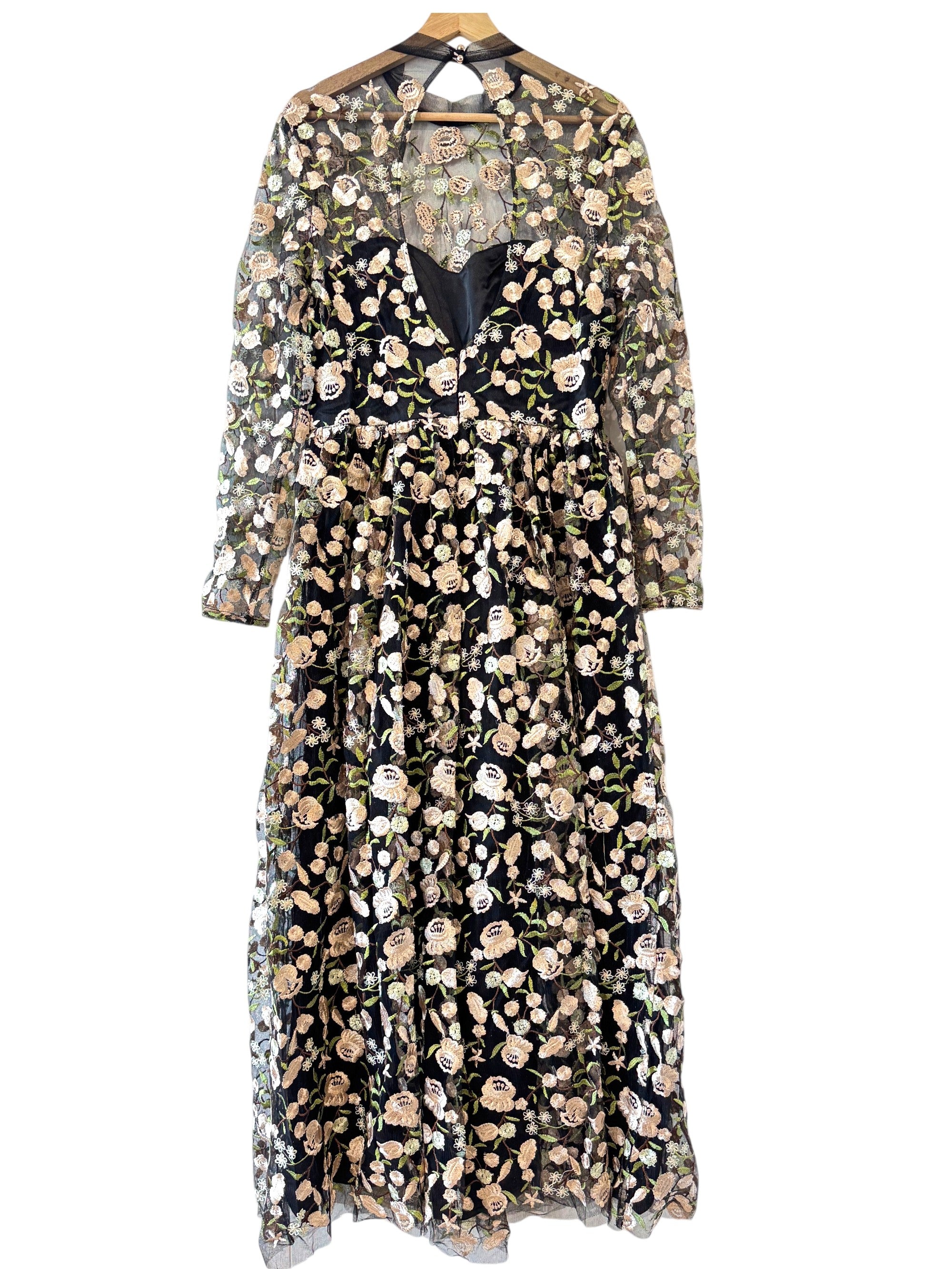 Floral Embroidered Maxi Dress Size 12 UK