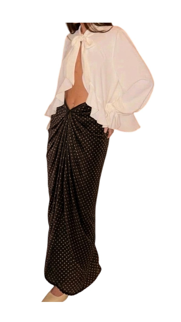 Michael Kors Collection Draped Maxi Skirt with Gold Metal Grommet Size 6-8 UK