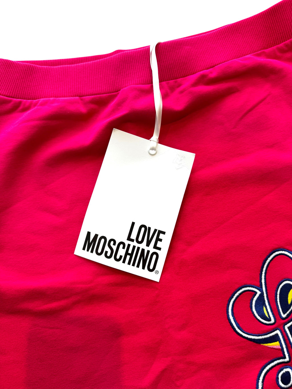 Love Moschino Fringed Logo Jersey Mini Skirt Size 12UK