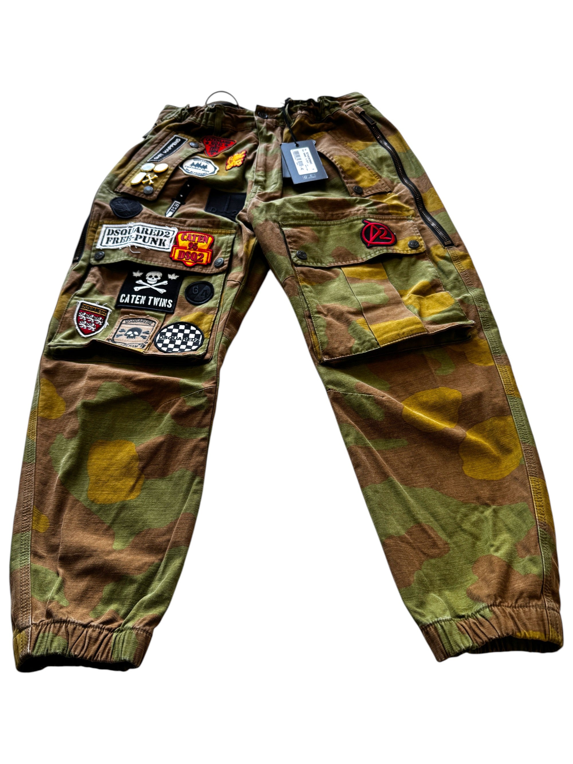 Dsquared2 Camo Print Patch Cargo Pants Size 42 IT