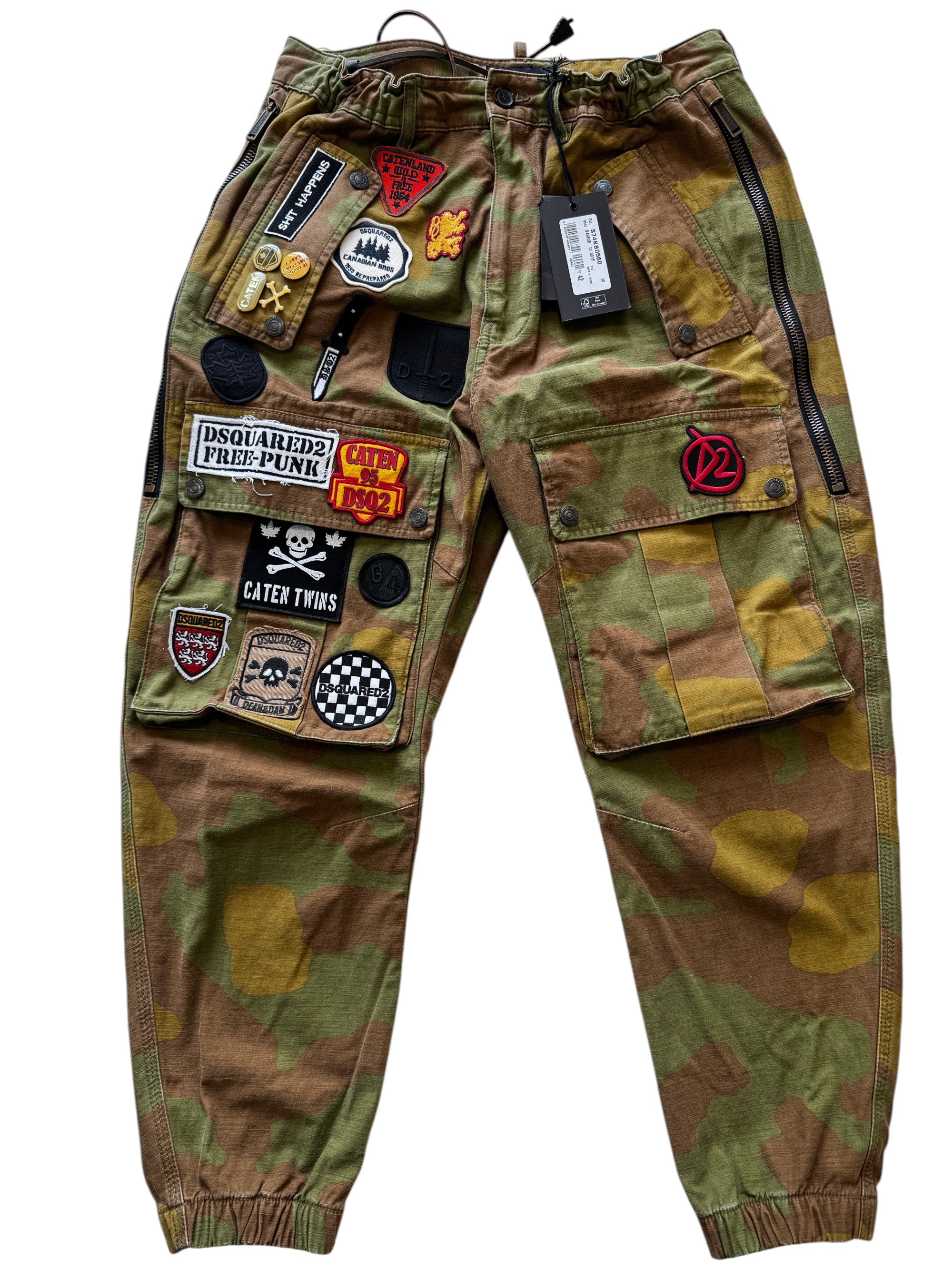 Dsquared2 Camo Print Patch Cargo Pants Size 42 IT