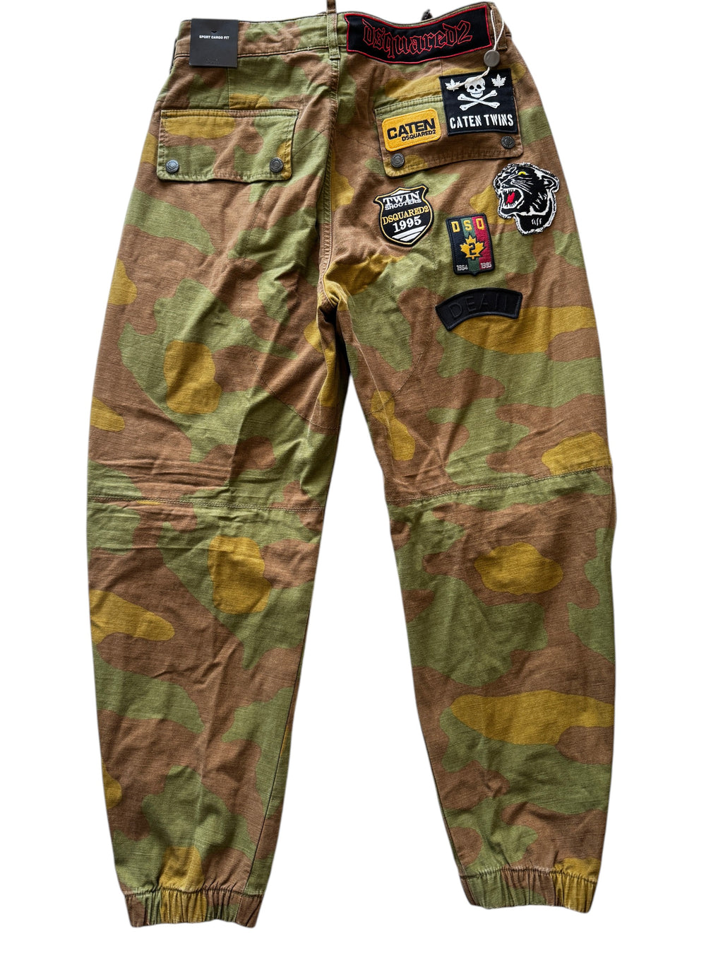 Dsquared2 Camo Print Patch Cargo Pants Size 42 IT