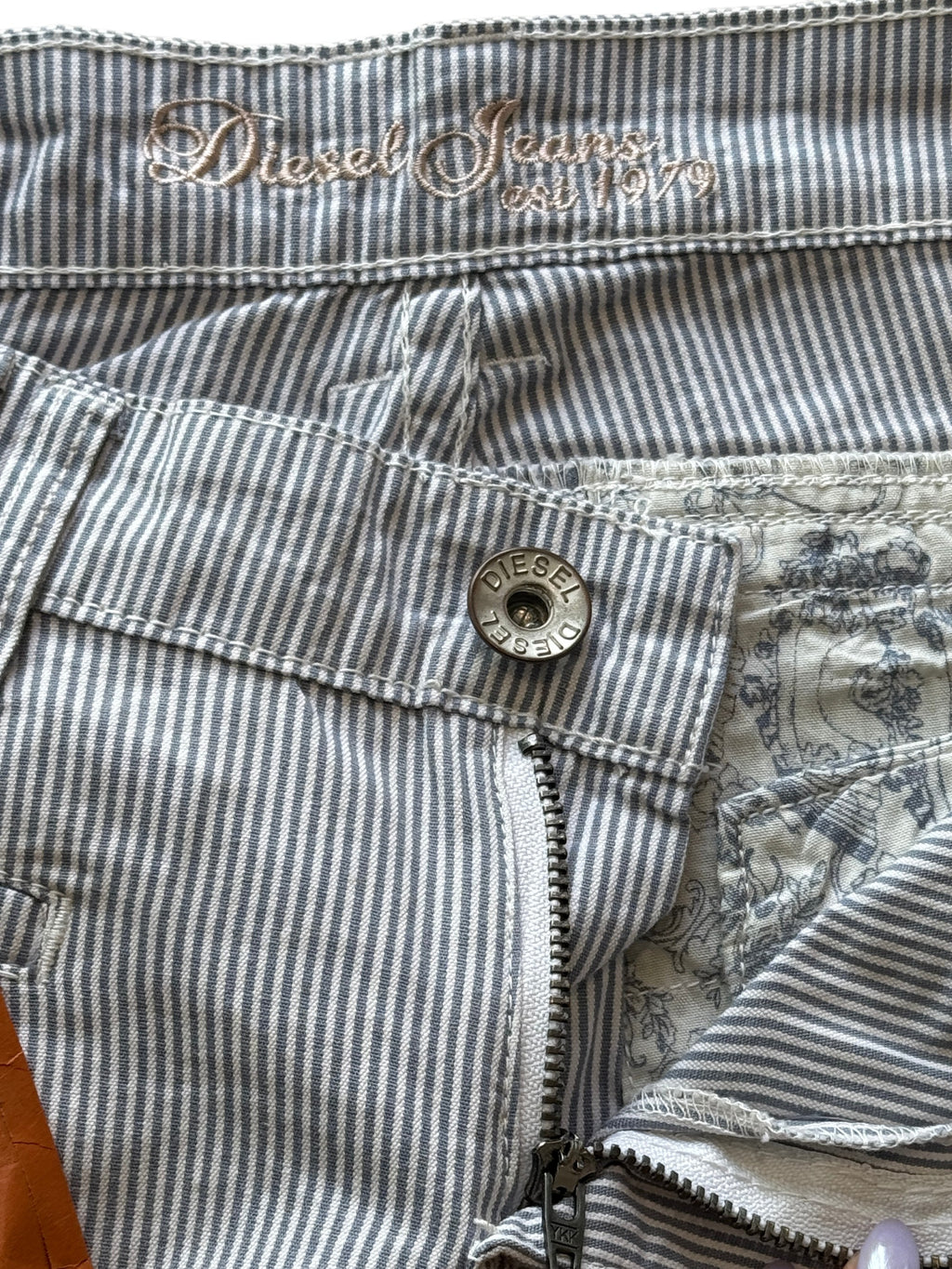 Diesel Light Blue Pinstripe Wide leg Trousers Size 32W