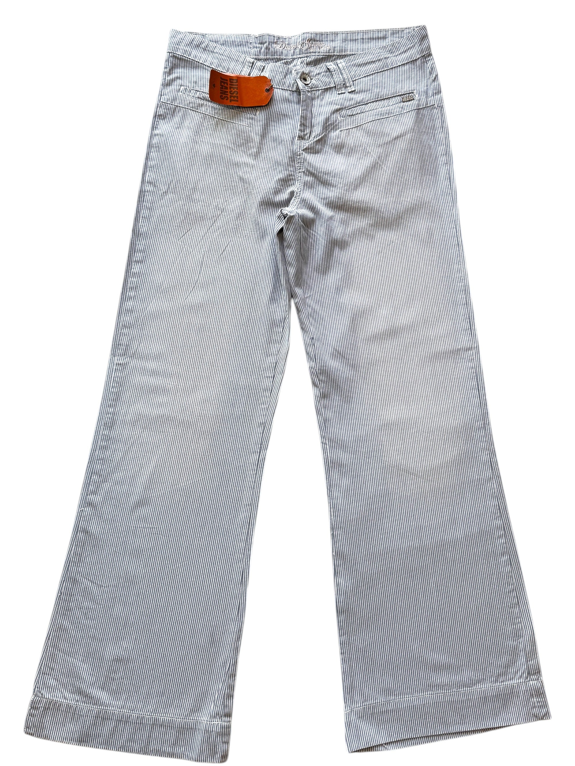 Diesel Light Blue Pinstripe Wide leg Trousers Size 32W