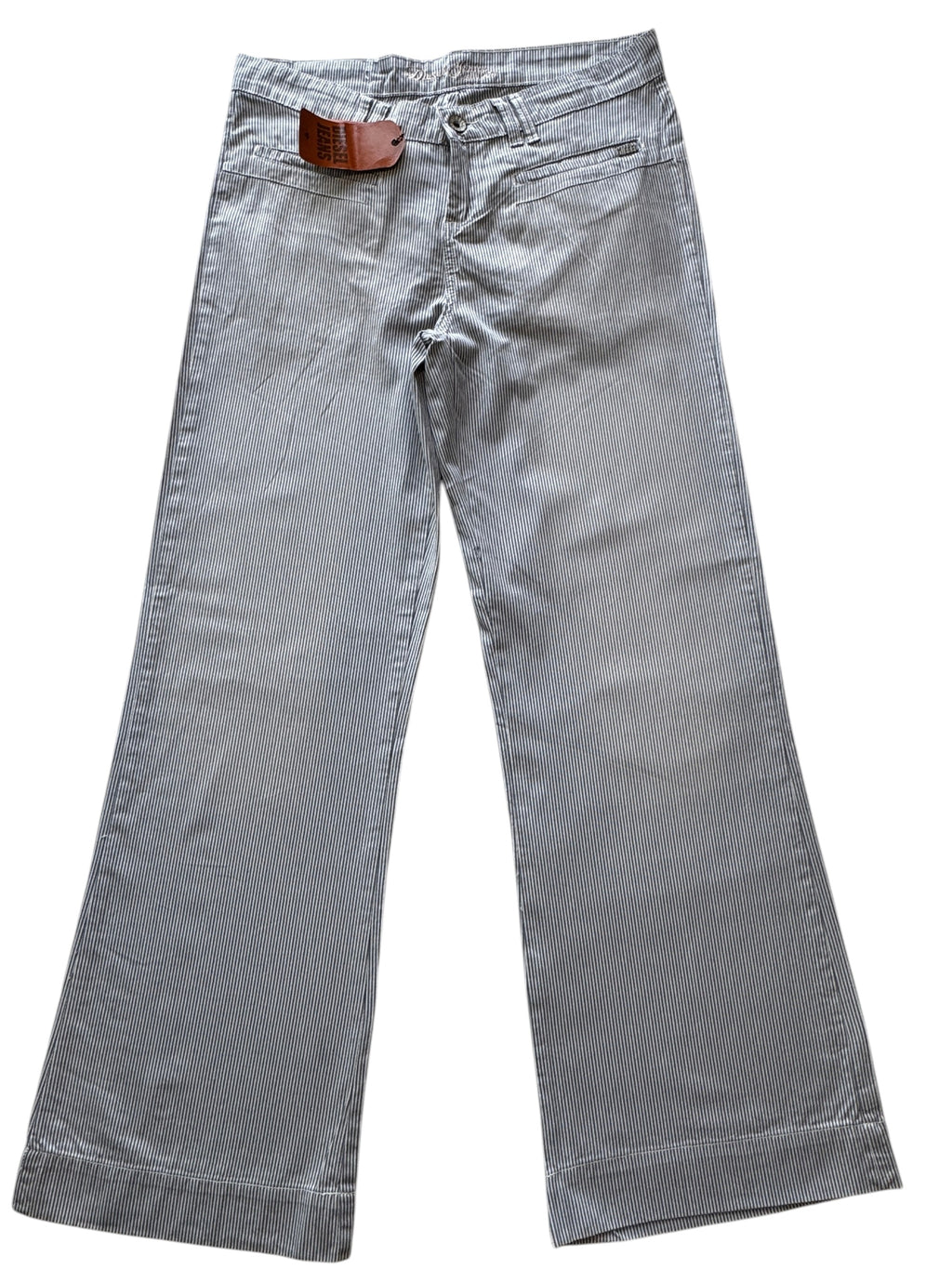 Diesel Light Blue Pinstripe Wide leg Trousers Size 32W