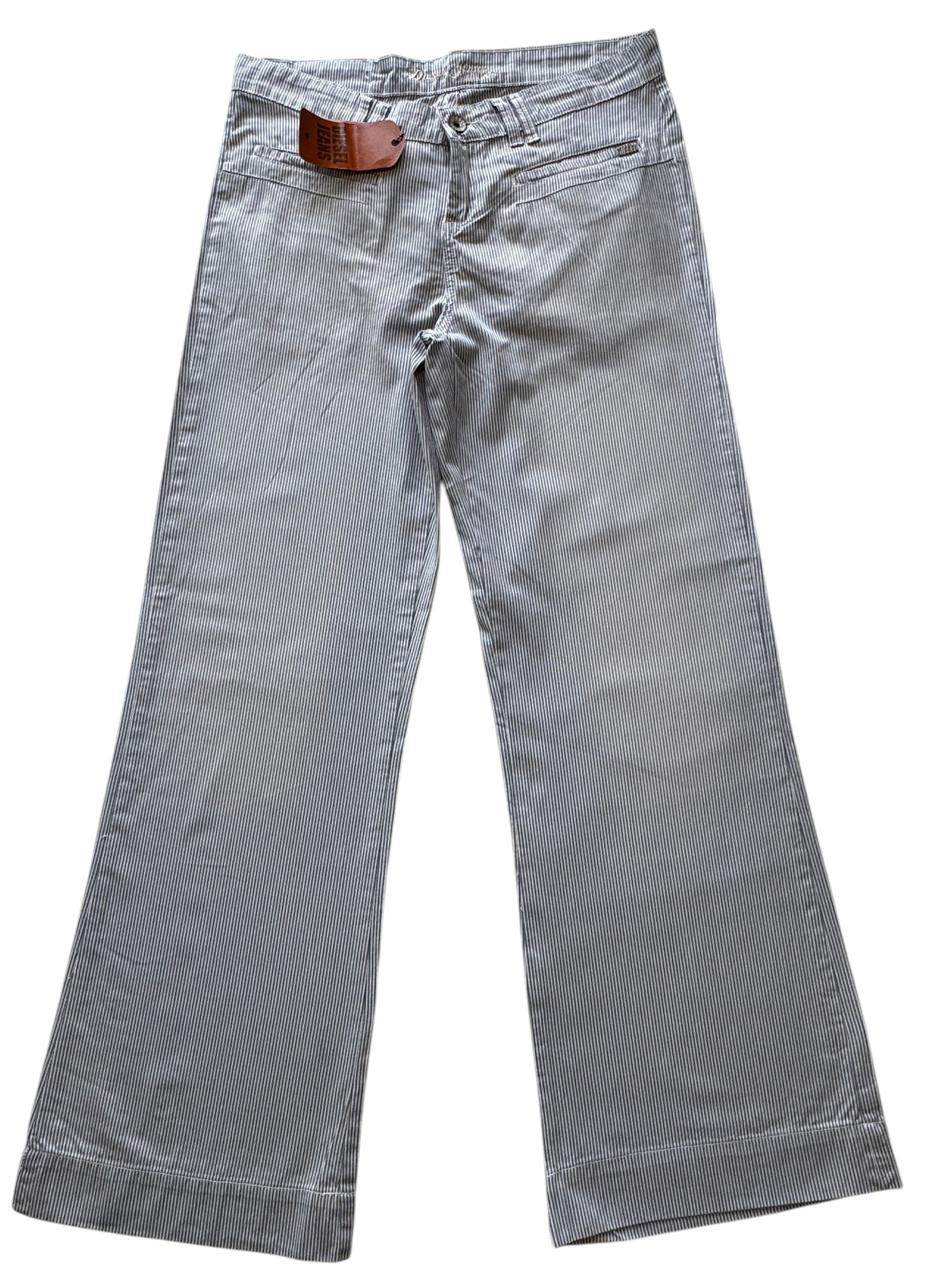 Diesel Light Blue Pinstripe Wide leg Trousers Size 32W