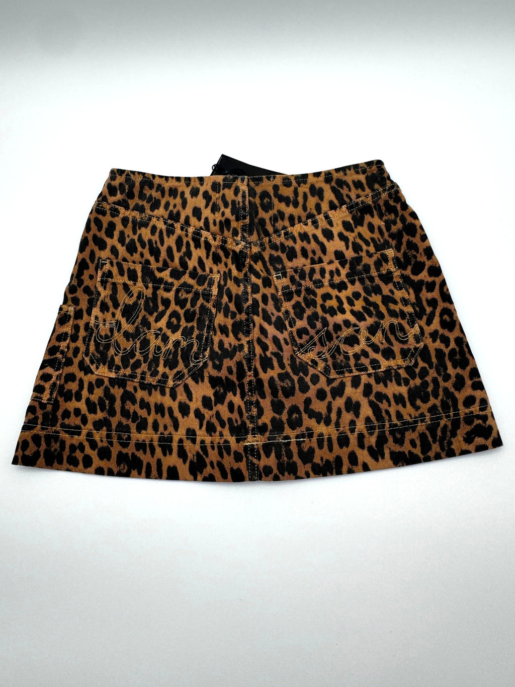Damson Madder Lily Leopard Print Denim Mini Skirt Size 6 UK