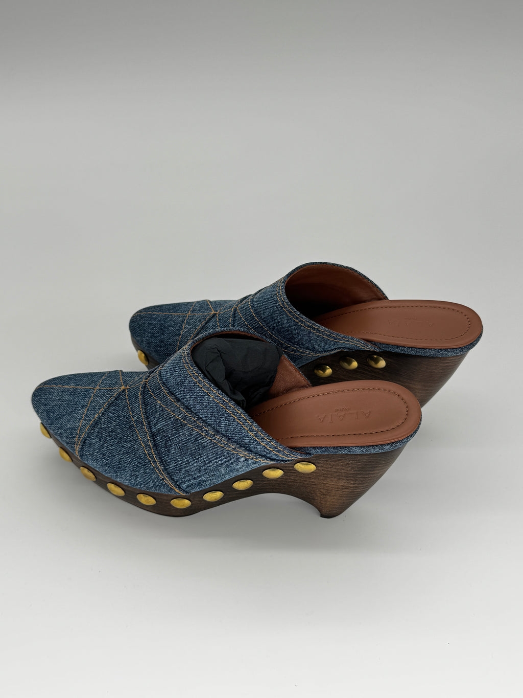 Alaïa Le Sabot Bleu Jeans Mules Size 7 UK