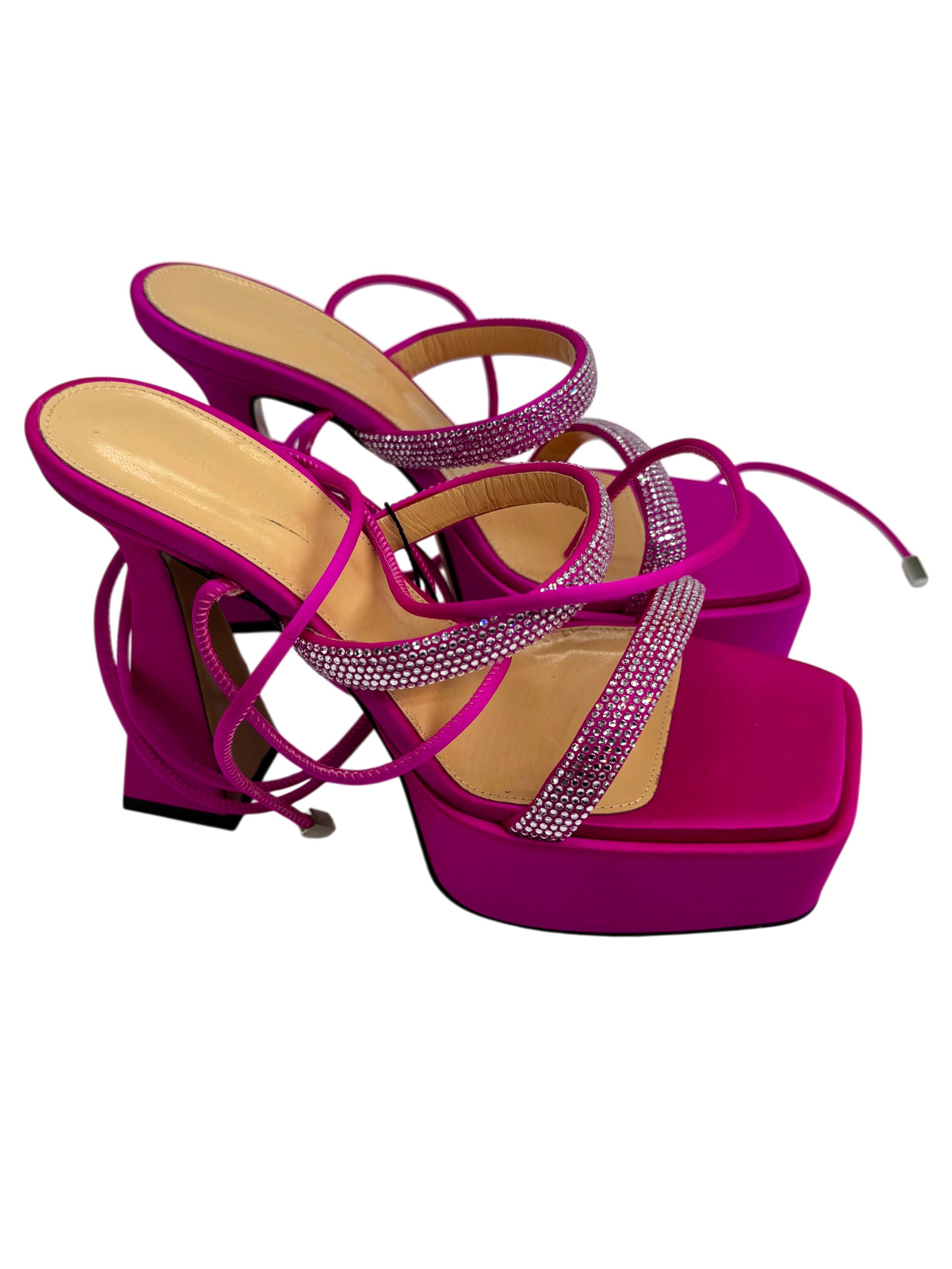 Mach & Mach Devon Crystal Embellished Satin Platforms Size 5 UK