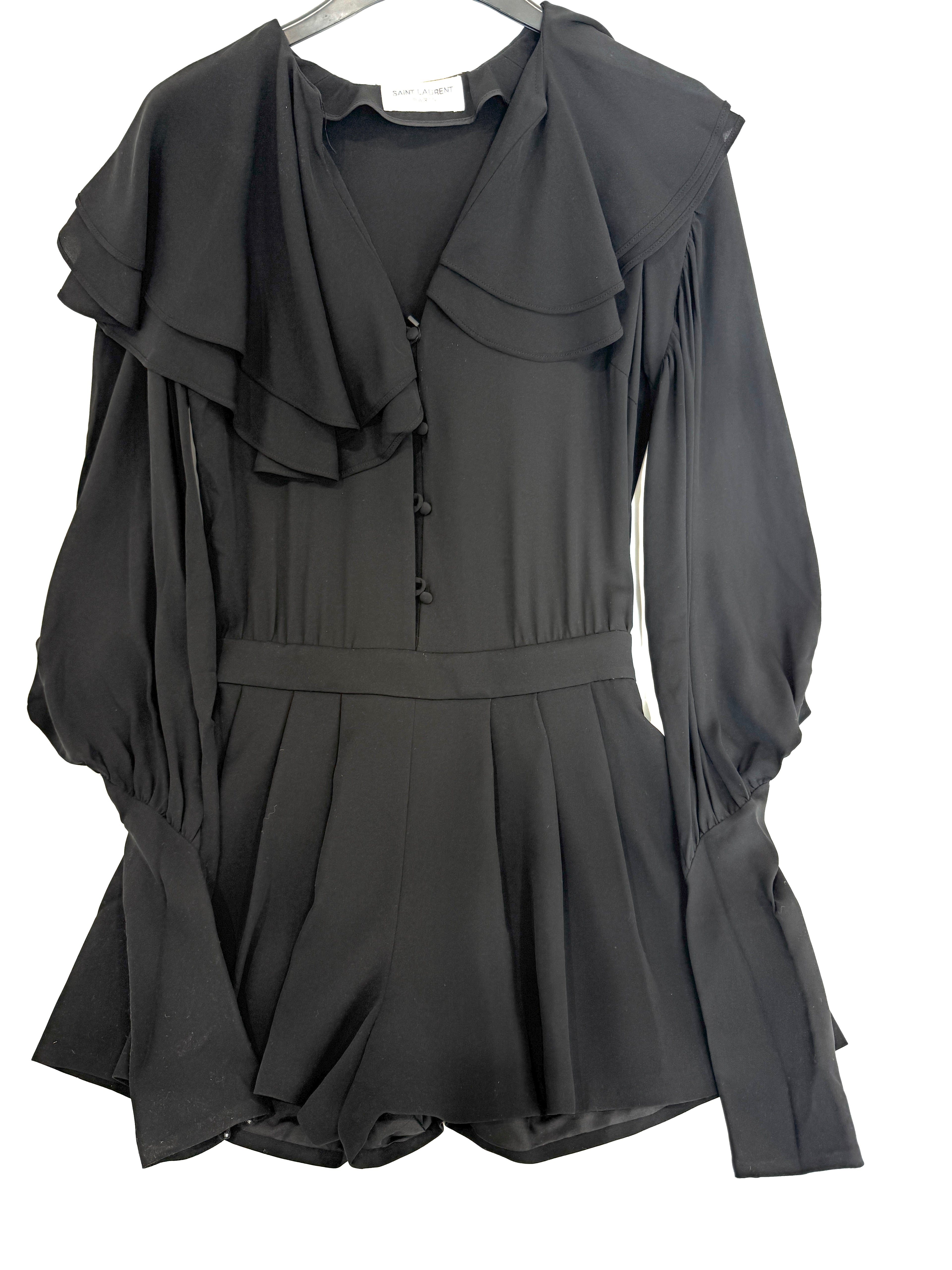 Saint Laurent Silk V-Neck Playsuit Size 6UK