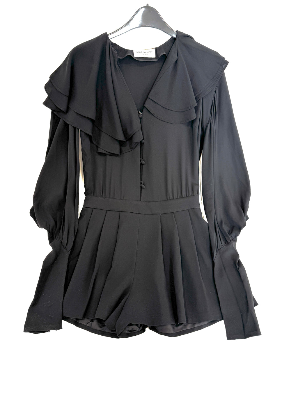 Saint Laurent Silk V-Neck Playsuit Size 6UK