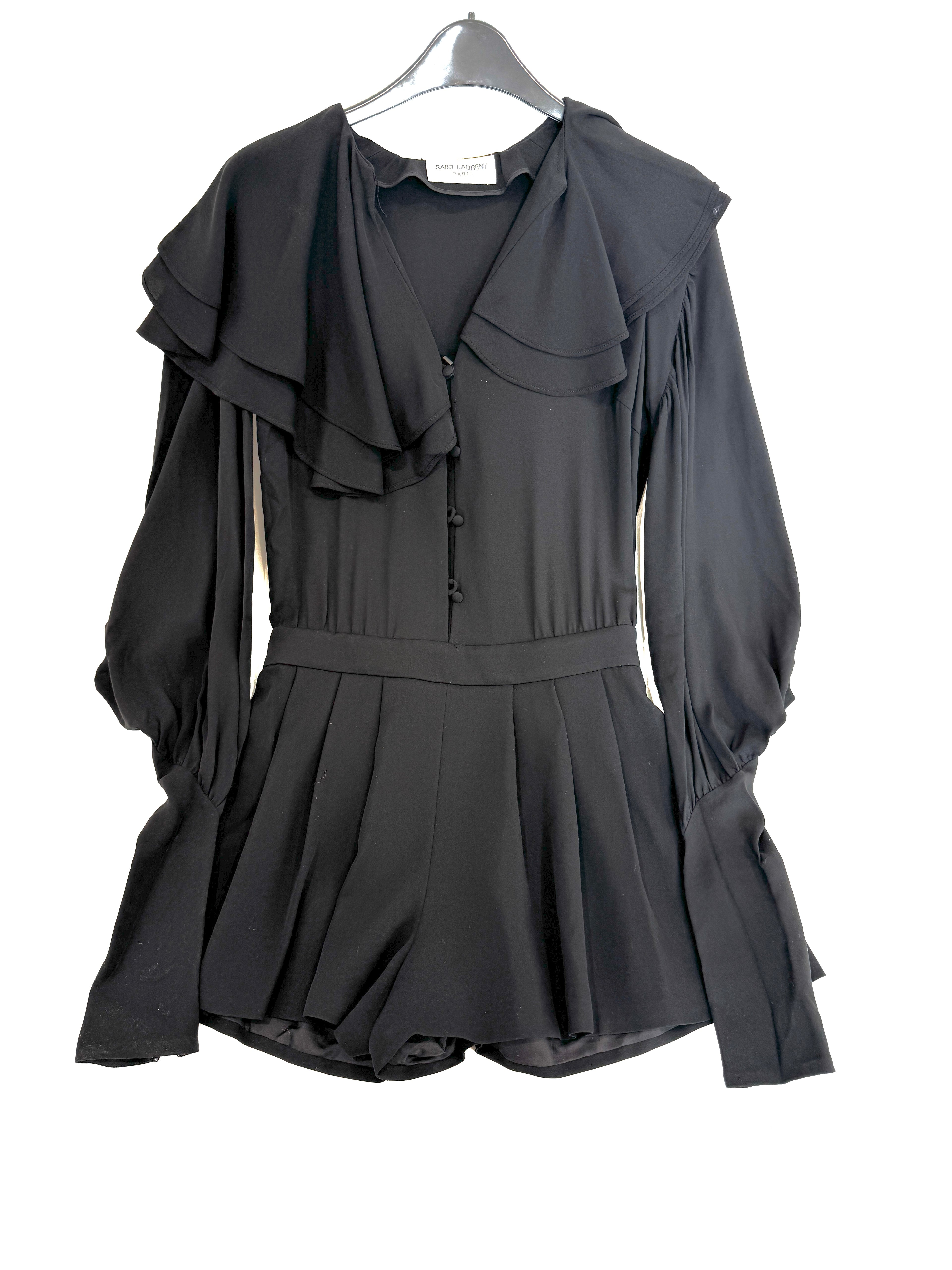 Saint Laurent Silk V-Neck Playsuit Size 6UK
