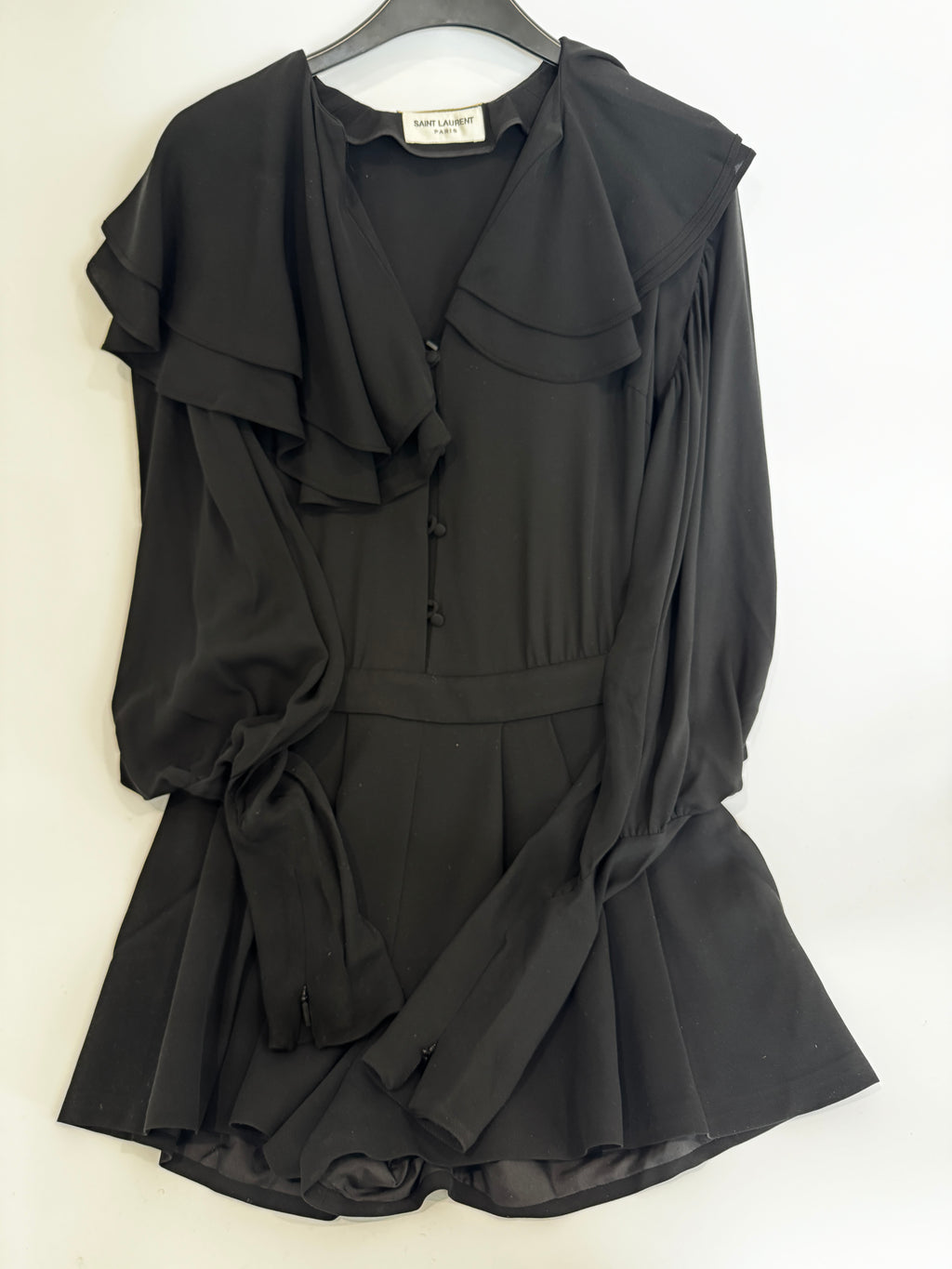 Saint Laurent Silk V-Neck Playsuit Size 6UK