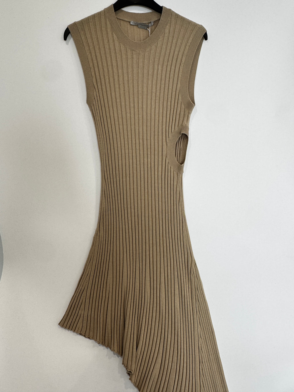 Stella McCartney Ribbed Knit Asymmetrical Dress in Size L