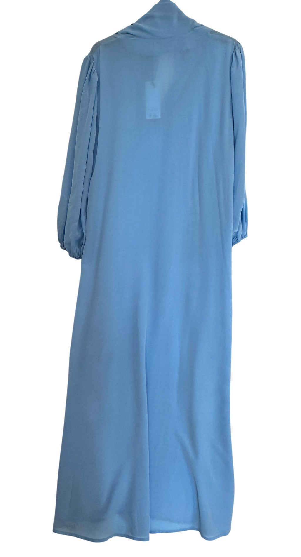 Rixo Silk Powder Blue Tie-Neck Midi Dress UK 8