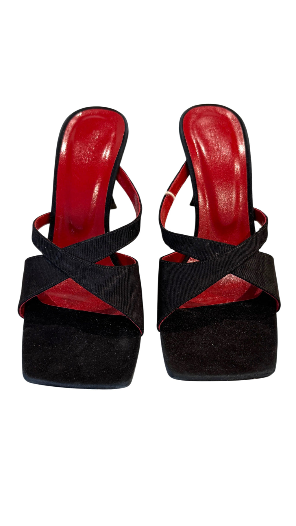 BY Far Kitty Black Grosgrain Kitten Heel Sandals Size 4 UK