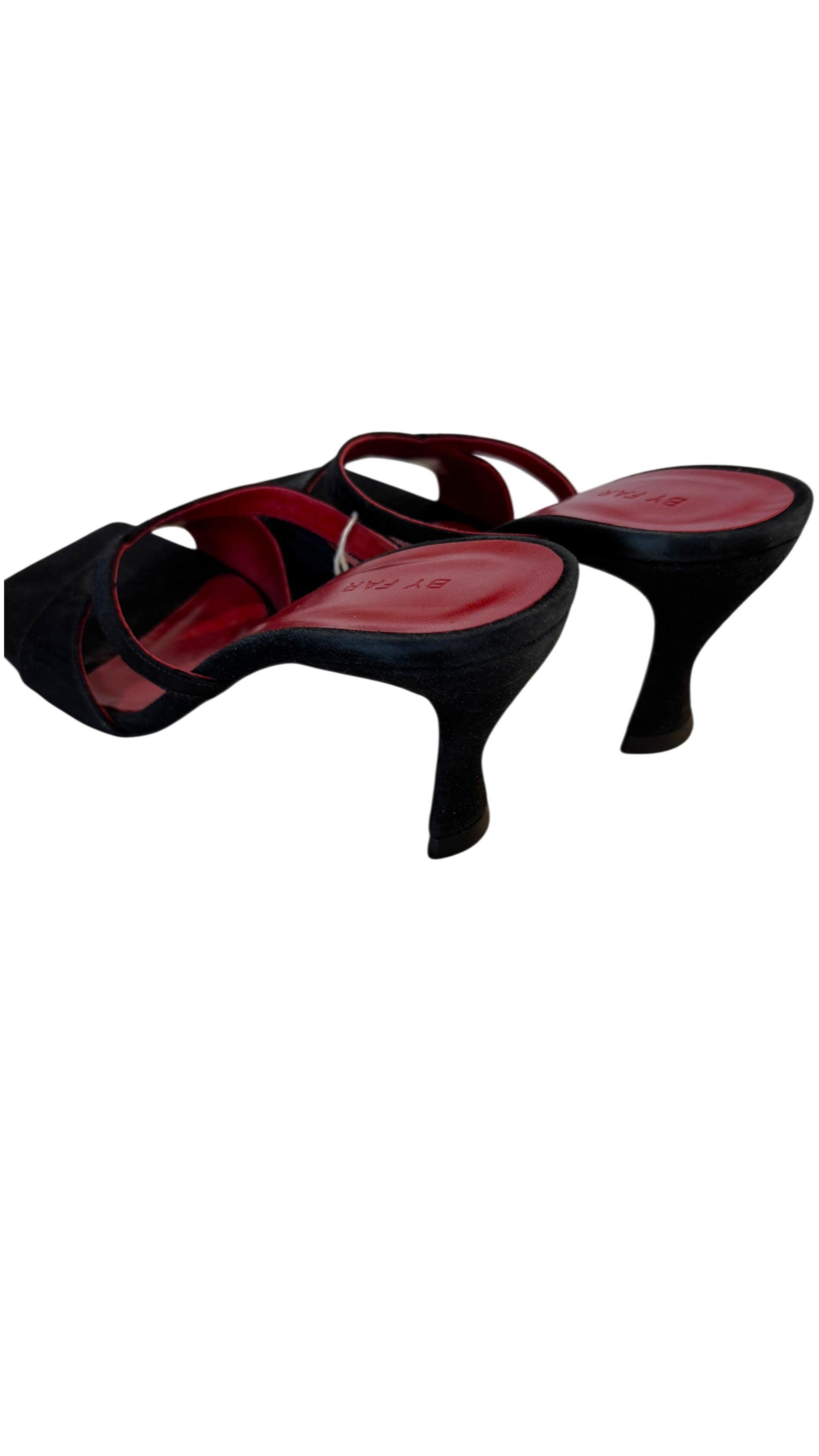 BY Far Kitty Black Grosgrain Kitten Heel Sandals Size 4 UK