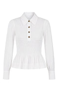 Damson Madder Hazel Smocked Cotton Shirt White Size 10UK