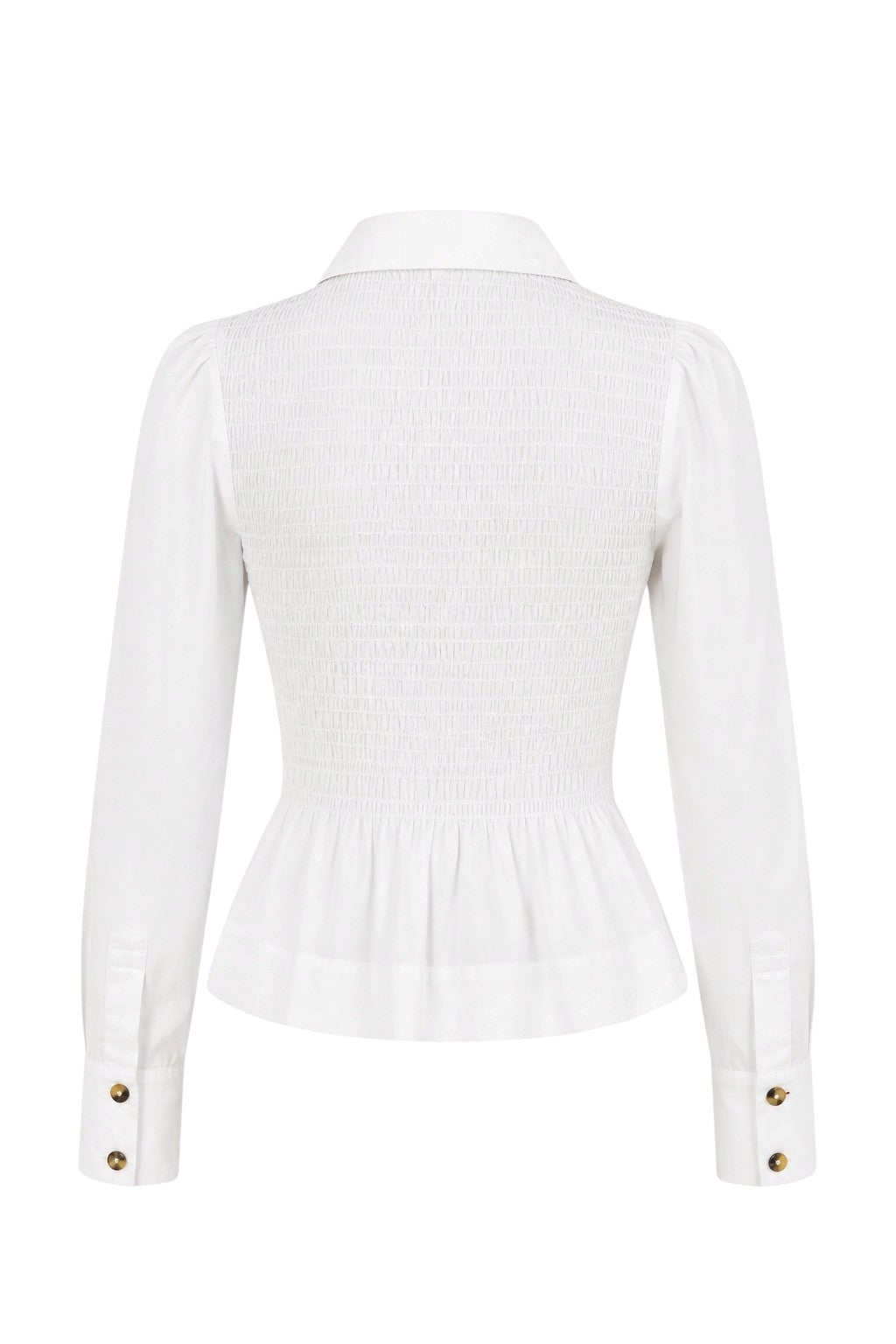 Damson Madder Hazel Smocked Cotton Shirt White Size 10UK
