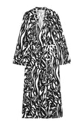 Rixo Cindy Zebra Animal Print Silky Wrap Midi Dress Size S