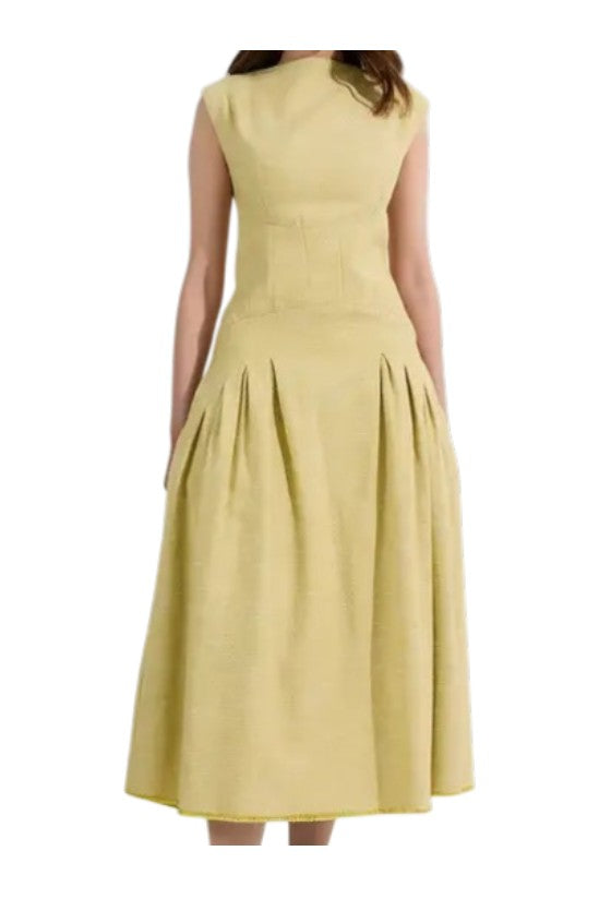 Karen Millen Spring Tweed Tailored Sleeveless Full Skirted Midi Dress Size 8 UK