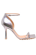 Bottega Veneta Silver Ankle Stretch Ankle Strap Heels Size 4.5 UK