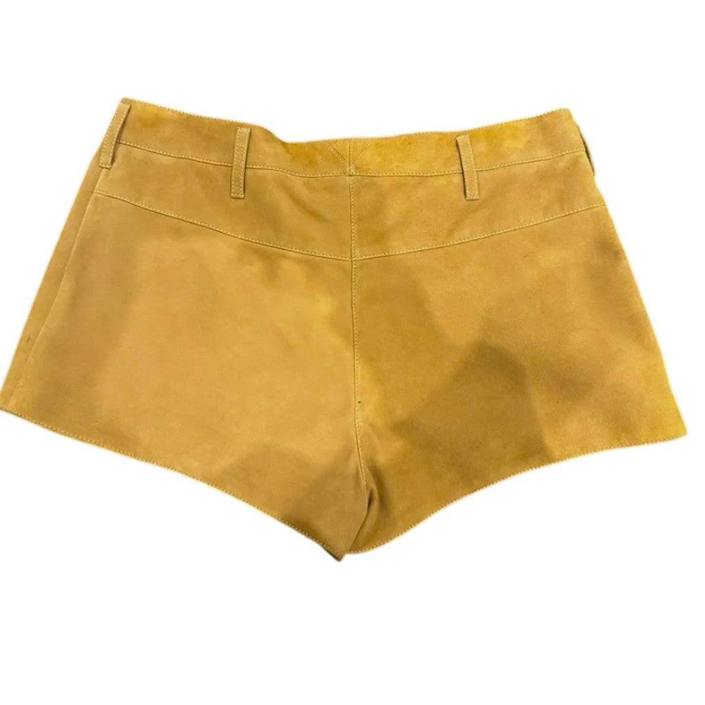 Saint Laurent Mini Micro Shorts Brown Suede Leather Size 10-12 UK