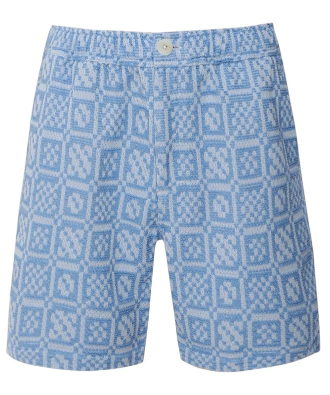 Wax London Blue Geo Dobby Kurt Shorts Size 32W