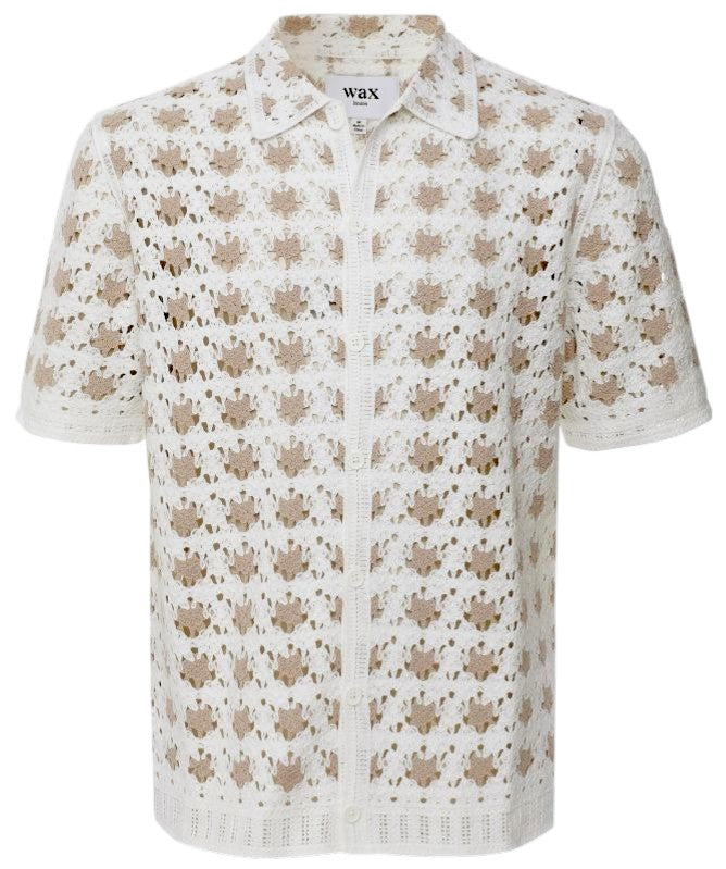 Wax London Porto Splash Crochet Shirt Ecru Size M