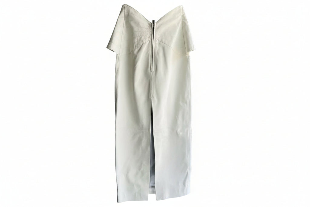 The Attico White 100% Leather Mid Skirt Size 14-16 UK